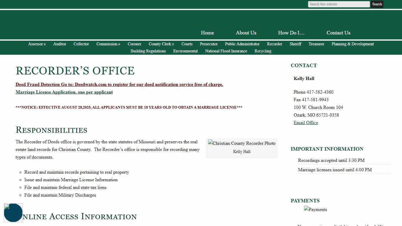 Recorder’s Office Christian County Missouri